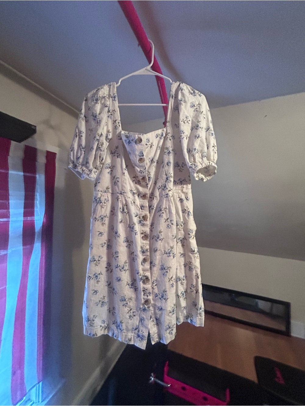 Old Navy White Dress with Blue Floral Print